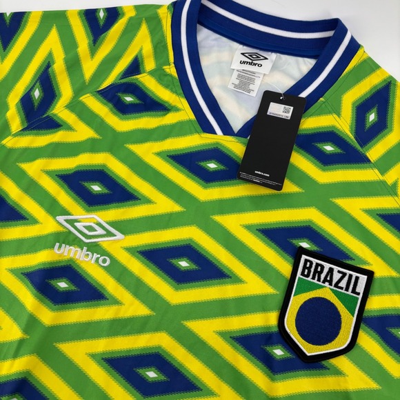 Umbro Other - NWT Umbro‎ Men Brazil Soccer Jersey L Green Yellow Blue Geometric FIFA World Cup